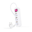 BASE Múltiple 3 Tomas Schuko con Interruptor y Cable 1,4m BLANCA
