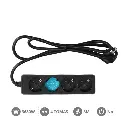 BASE Múltiple 4 Tomas Schuko con Cable 3m NEGRA