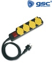 BASE Múltiple 4 Tomas Schuko con Interruptor con Cable 1,5m IP44 Negro