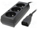 BASE Múltiple 3 Tomas Schuko Entrada Conector C14 Macho NEGRA